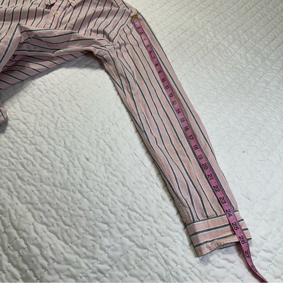 Aeropostale Y2K Men's Bottom Up Shirt Pink and Grey Stripes in Size M - Picture 6 of 12